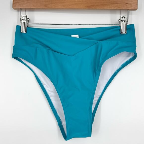 NWT Halara Crossover Bikini Bottom Swimsuit M‎ Teal - Picture 2 of 7